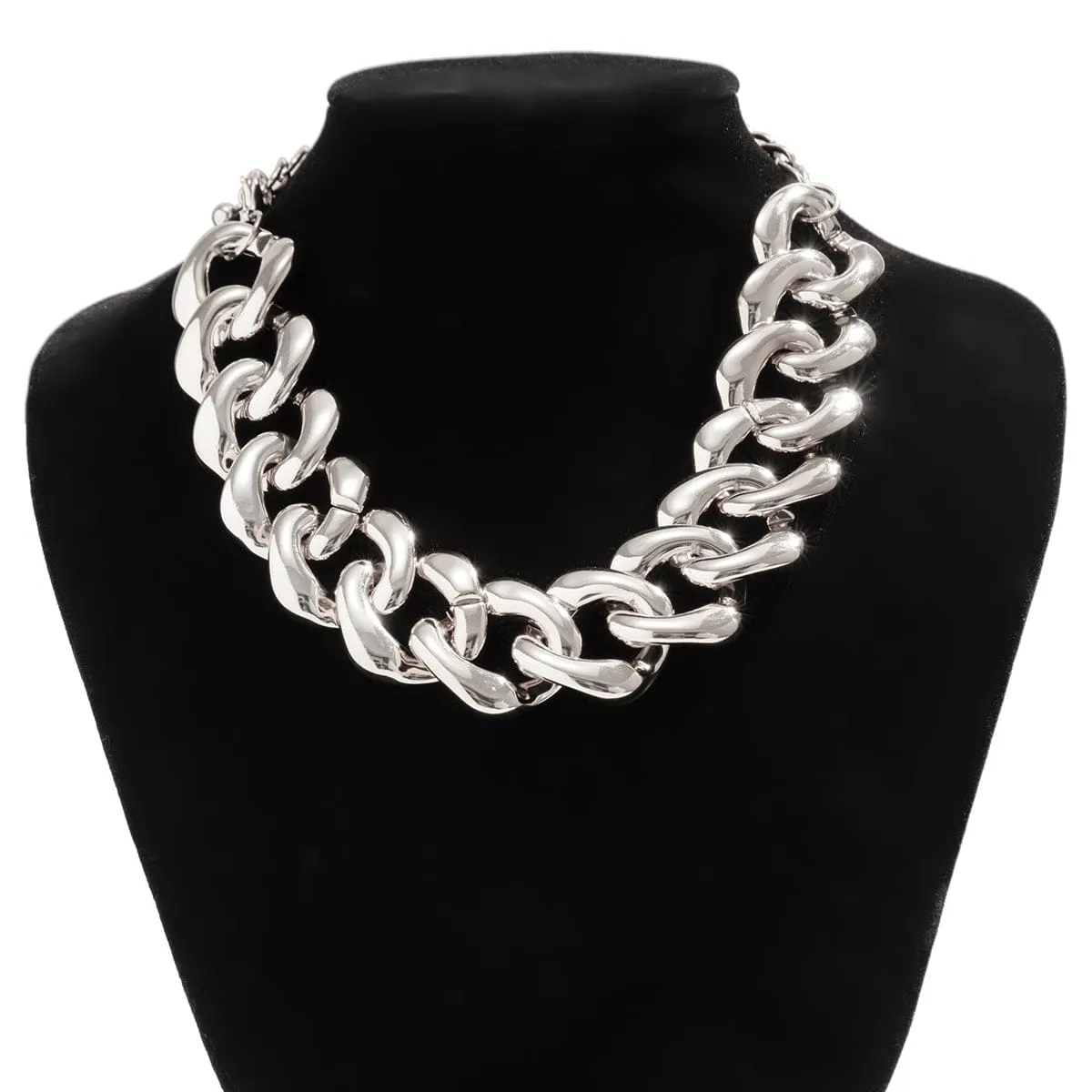 Newly Gold Silver Plated Curb Chain Choker Necklace