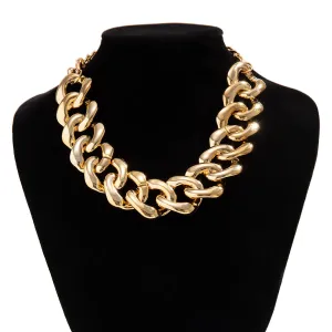 Newly Gold Silver Plated Curb Chain Choker Necklace