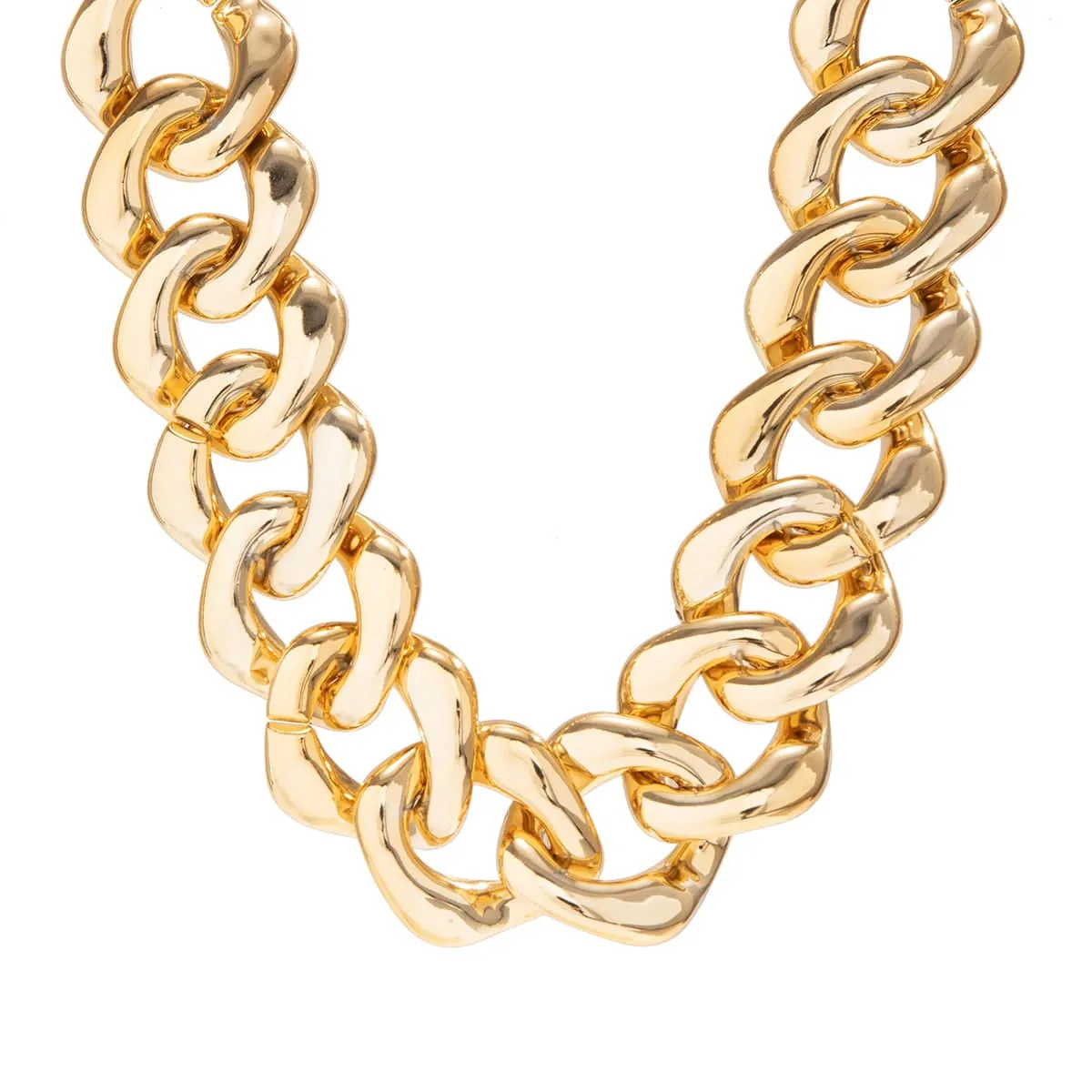 Newly Gold Silver Plated Curb Chain Choker Necklace