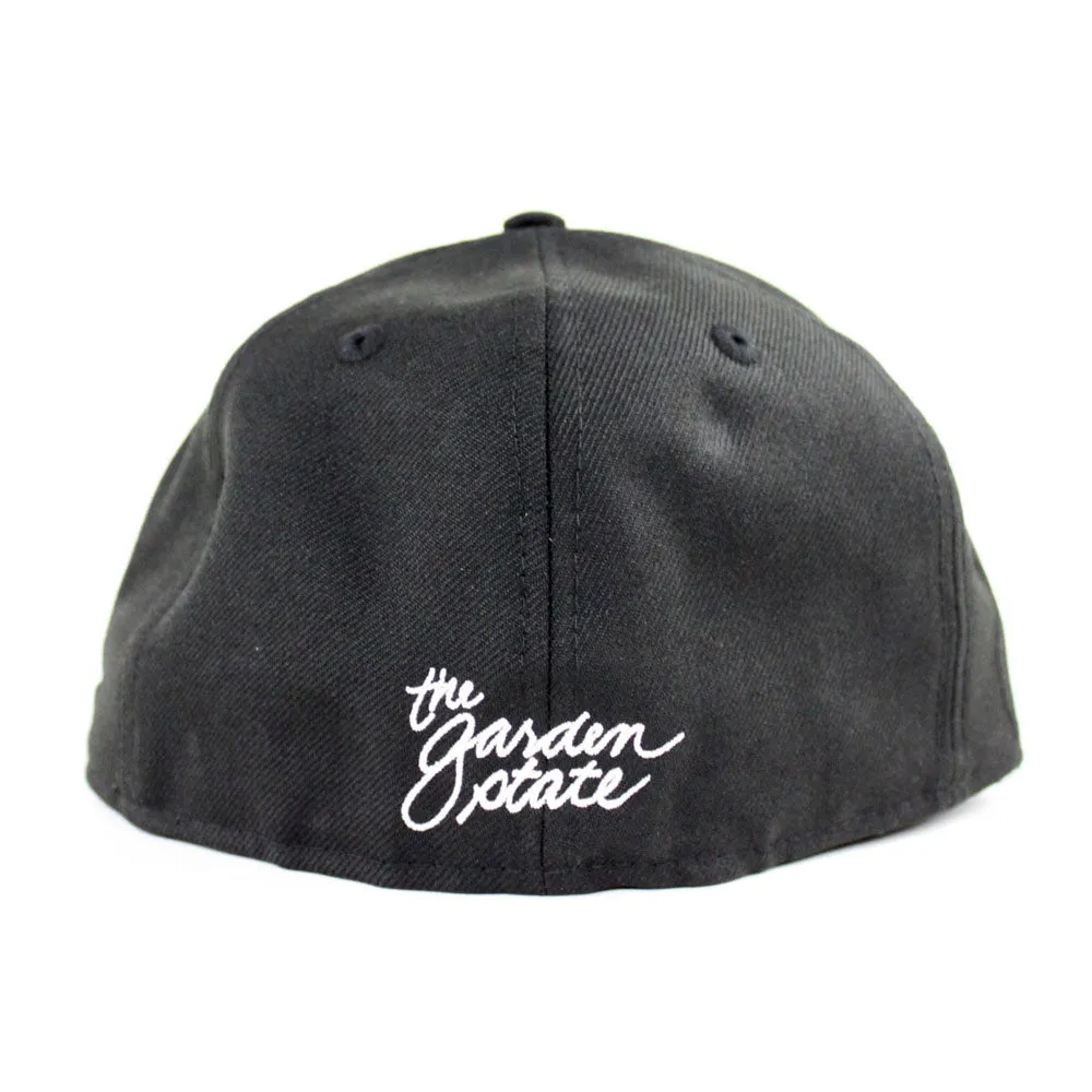 NJ Script New Era 59Fifty Fitted Hats (BLACK WHITE GREY UNDER BRIM)
