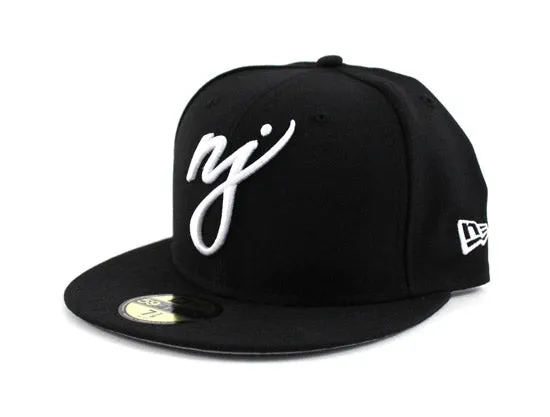NJ Script New Era 59Fifty Fitted Hats (BLACK WHITE GREY UNDER BRIM)