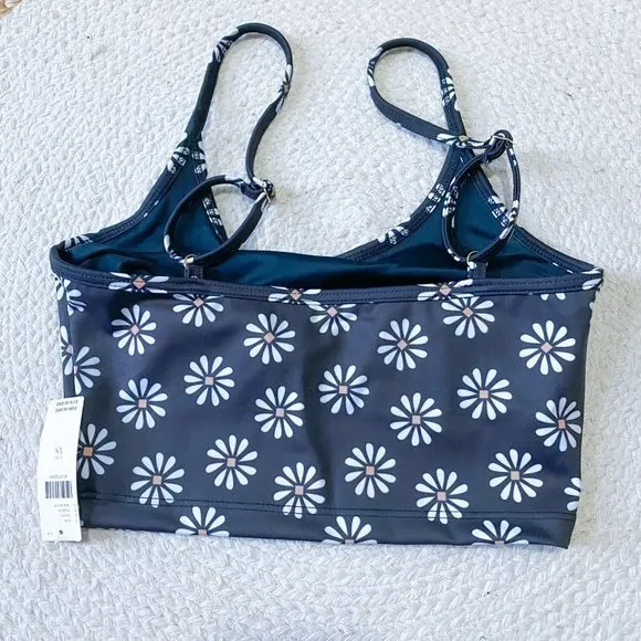 NWT Beach Riot Violet Sport Bra Black Daisy XS Anthropologie Flower Women Top