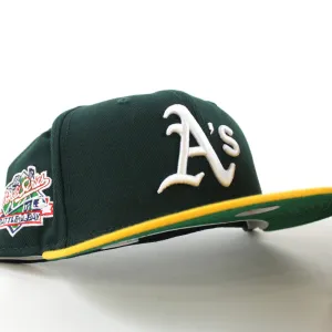 Oakland Athletics 1989 World Series Battle of The Bay New Era 59Fifty Fitted Hat (Green Yellow Visor Green Under Brim)