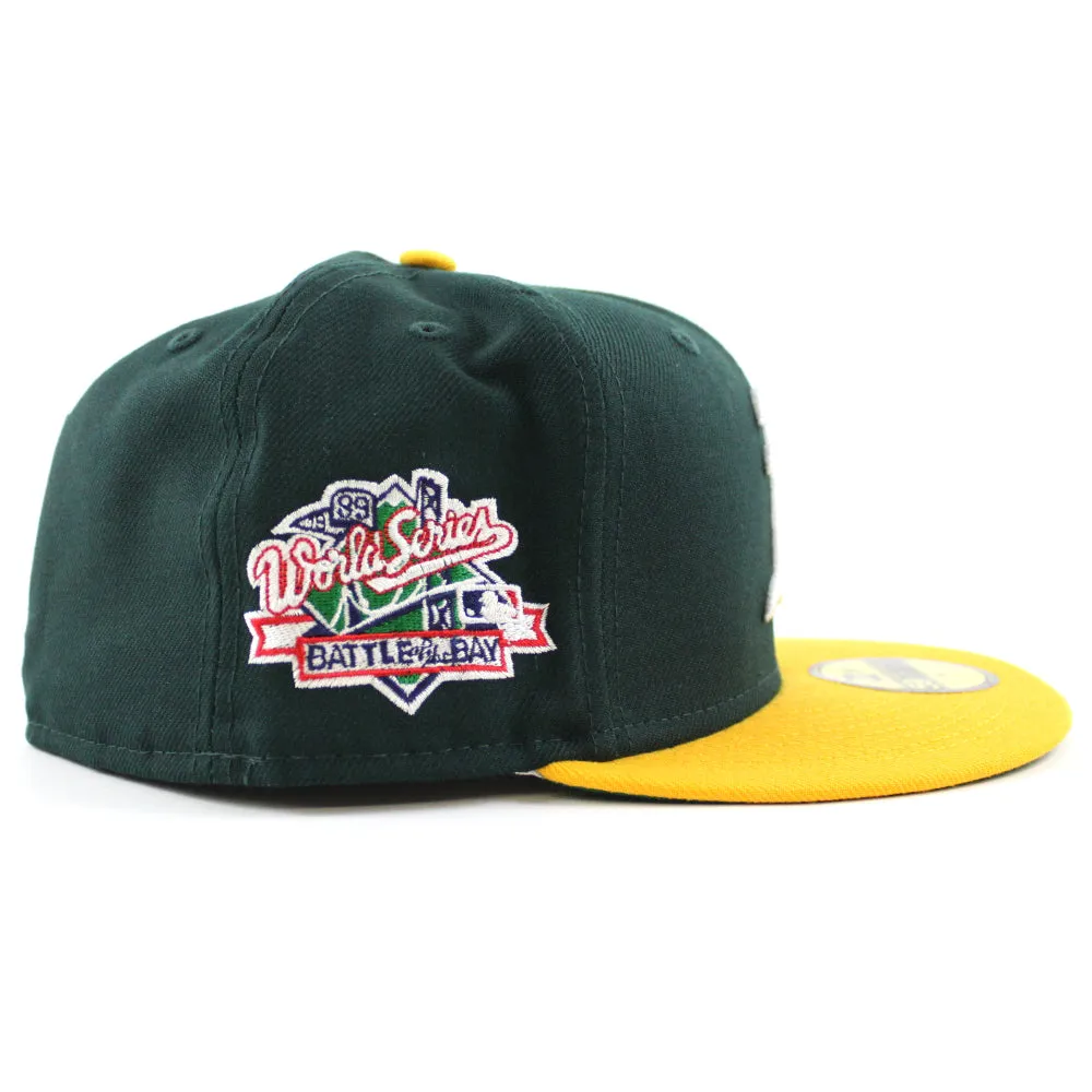 Oakland Athletics 1989 World Series Battle of The Bay New Era 59Fifty Fitted Hat (Green Yellow Visor Green Under Brim)