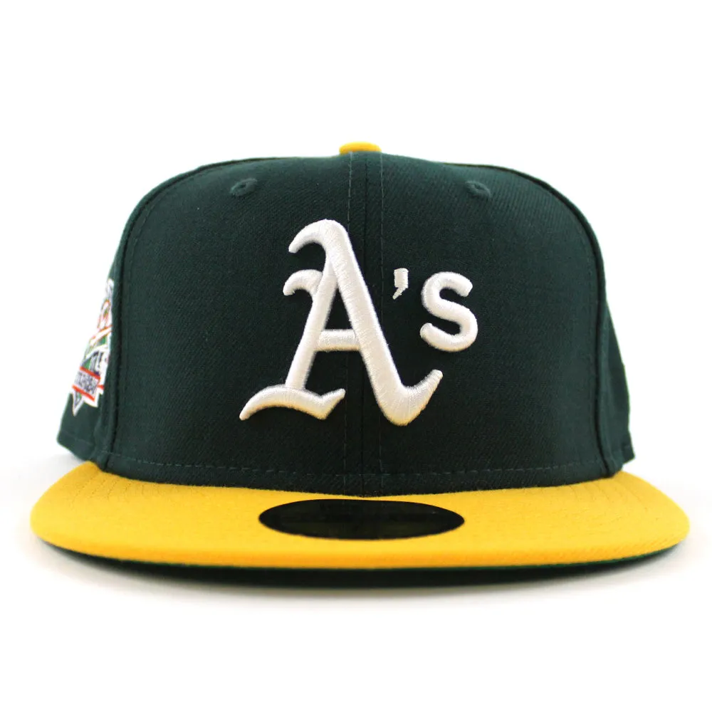 Oakland Athletics 1989 World Series Battle of The Bay New Era 59Fifty Fitted Hat (Green Yellow Visor Green Under Brim)