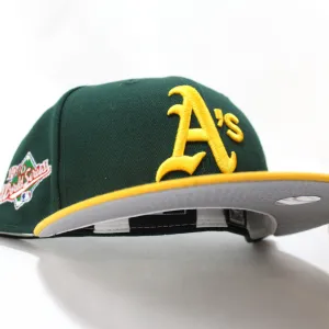 Oakland Athletics 1990 World Series New Era 59Fifty Fitted Hat (Green Yellow Grey Under Brim)