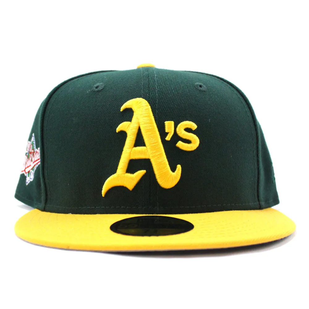 Oakland Athletics 1990 World Series New Era 59Fifty Fitted Hat (Green Yellow Grey Under Brim)