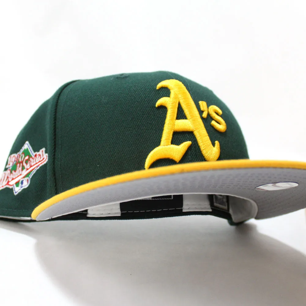 Oakland Athletics 1990 World Series New Era 59Fifty Fitted Hat (Green Yellow Grey Under Brim)