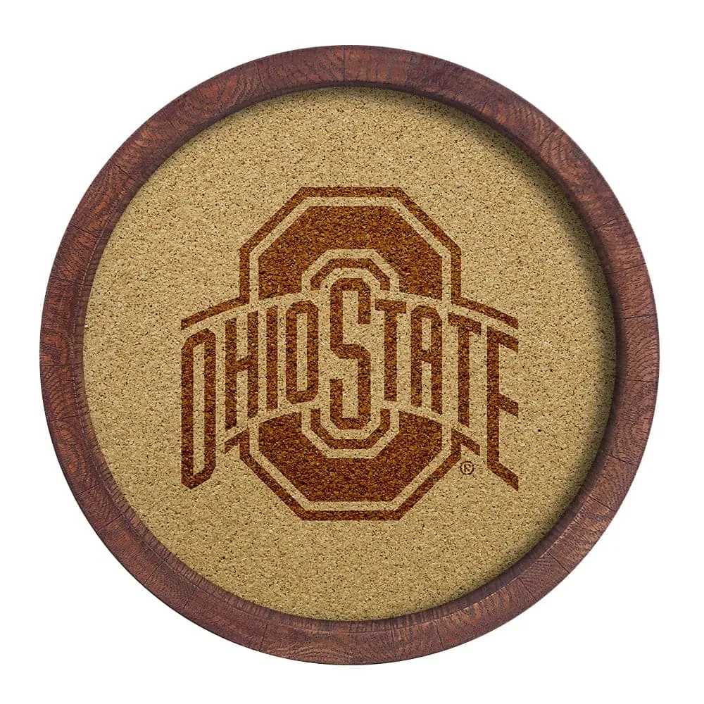 Ohio State Buckeyes: "Faux" Barrel Framed Cork Board