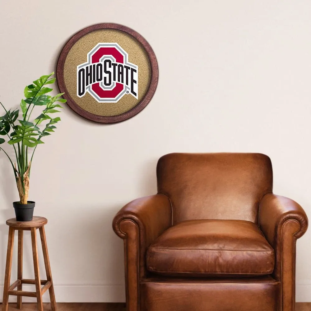 Ohio State Buckeyes: "Faux" Barrel Framed Cork Board
