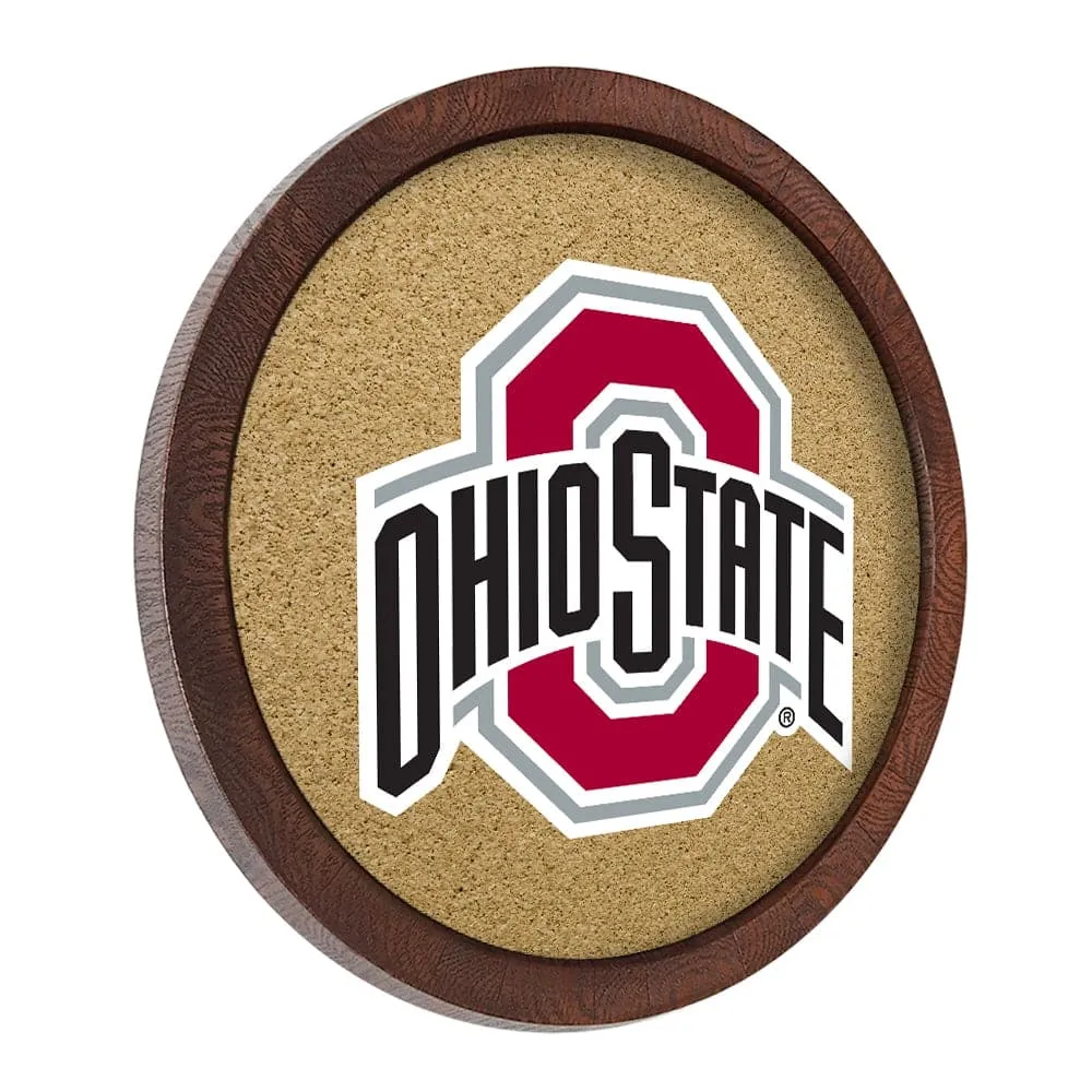 Ohio State Buckeyes: "Faux" Barrel Framed Cork Board