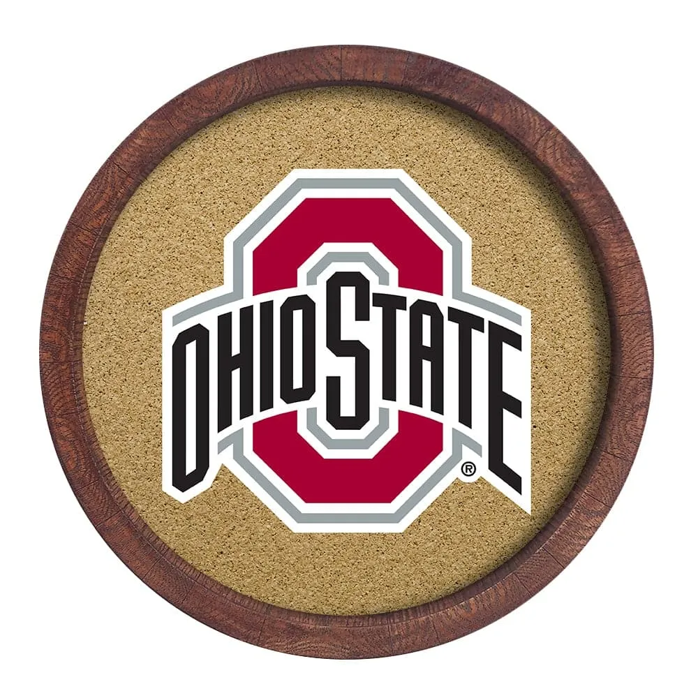 Ohio State Buckeyes: "Faux" Barrel Framed Cork Board