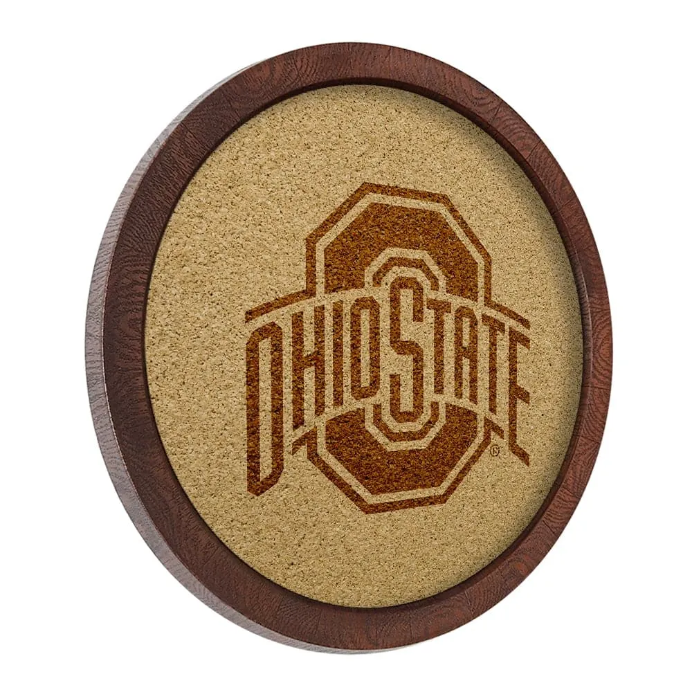 Ohio State Buckeyes: "Faux" Barrel Framed Cork Board