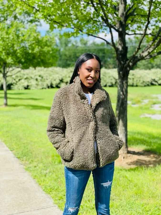 Olive Sherpa Jacket