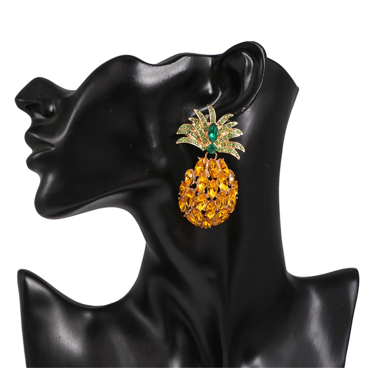 Orange Crystal & Cubic Zirconia Pineapple Drop Earrings