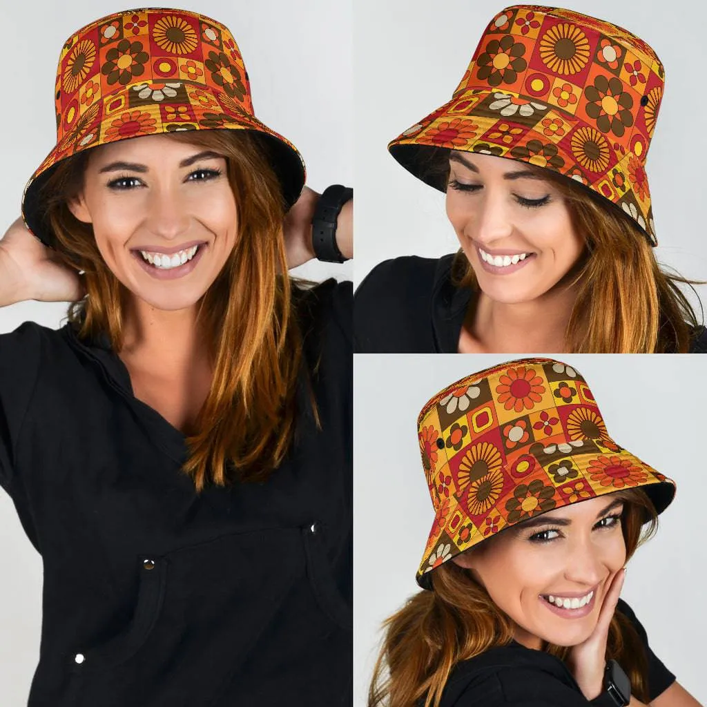 Orange Mod Daisy Unisex Bucket Hat