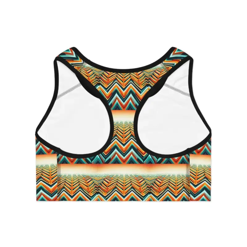 Orange Zig Zag Sports Bra Turns Gym Heads