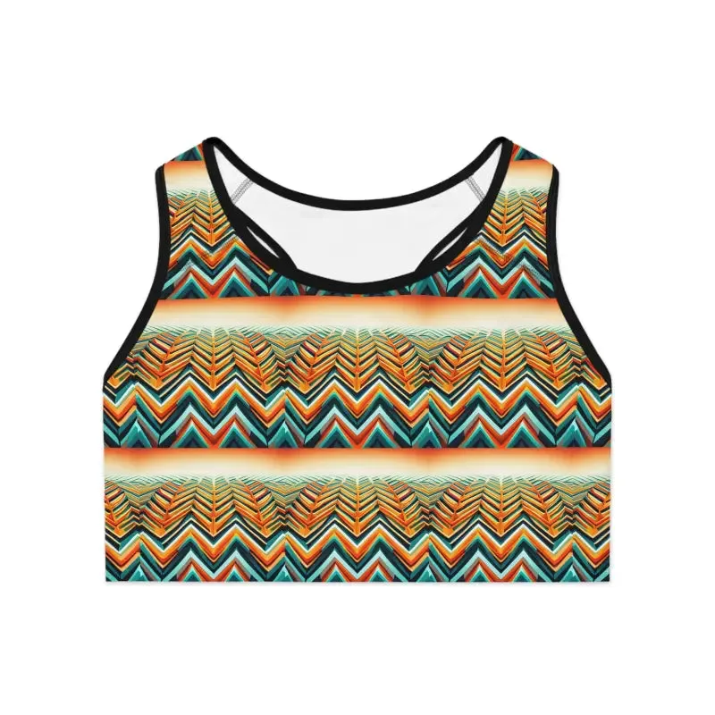 Orange Zig Zag Sports Bra Turns Gym Heads