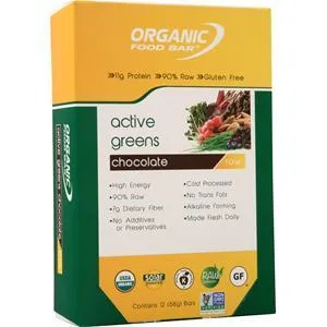 Organic Food Bar Active Green Bar Chocolate 12 bars