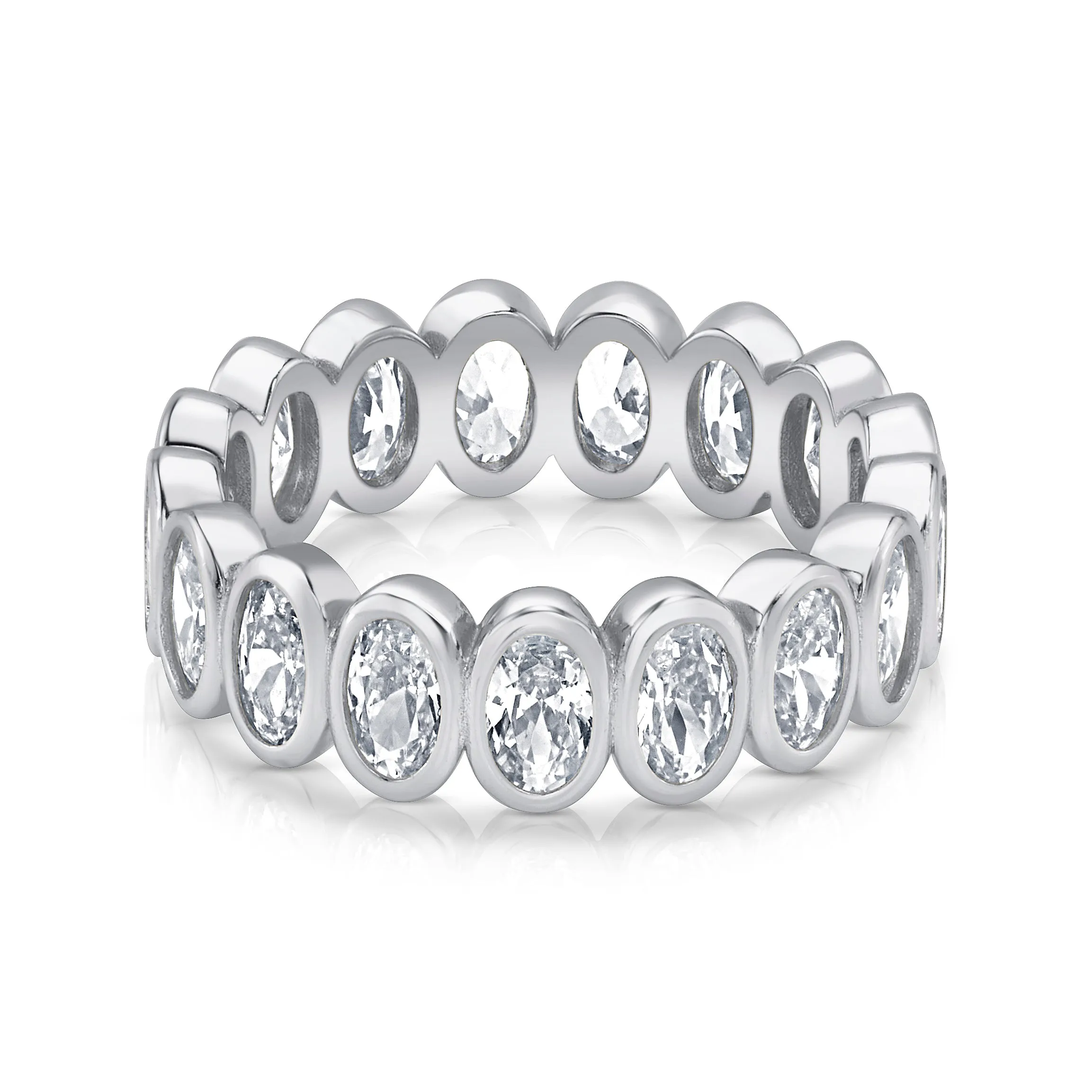 OVAL CZ ETERNITY RING, SILVER
