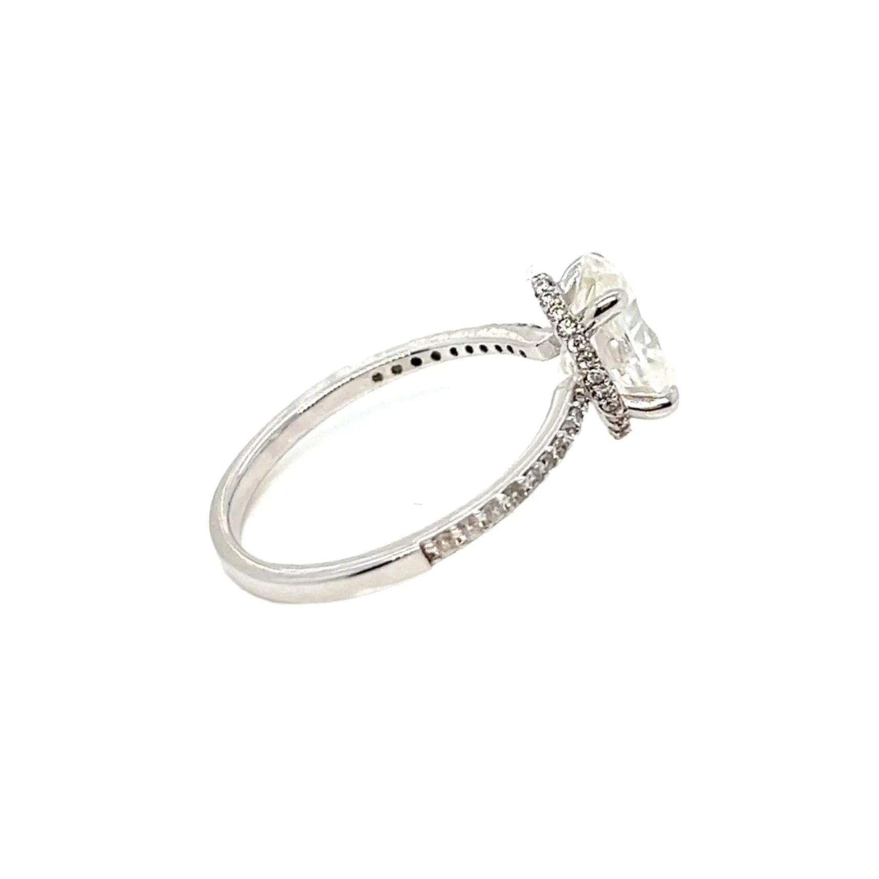 Oval Main 1.23 Cubic Zirconia Engagement 925 Sterling Silver Ring - C100209