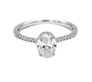 Oval Main 1.23 Cubic Zirconia Engagement 925 Sterling Silver Ring - C100209