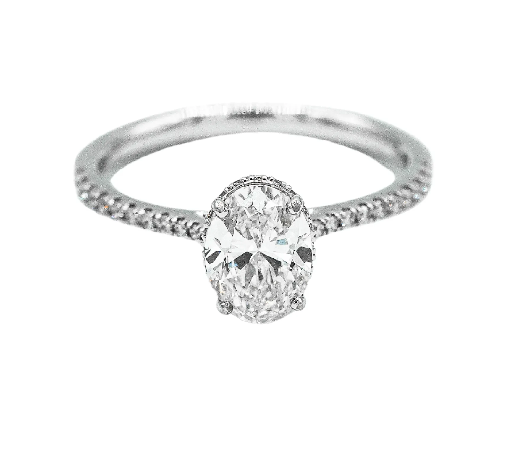 Oval Main 1.23 Cubic Zirconia Engagement 925 Sterling Silver Ring - C100209