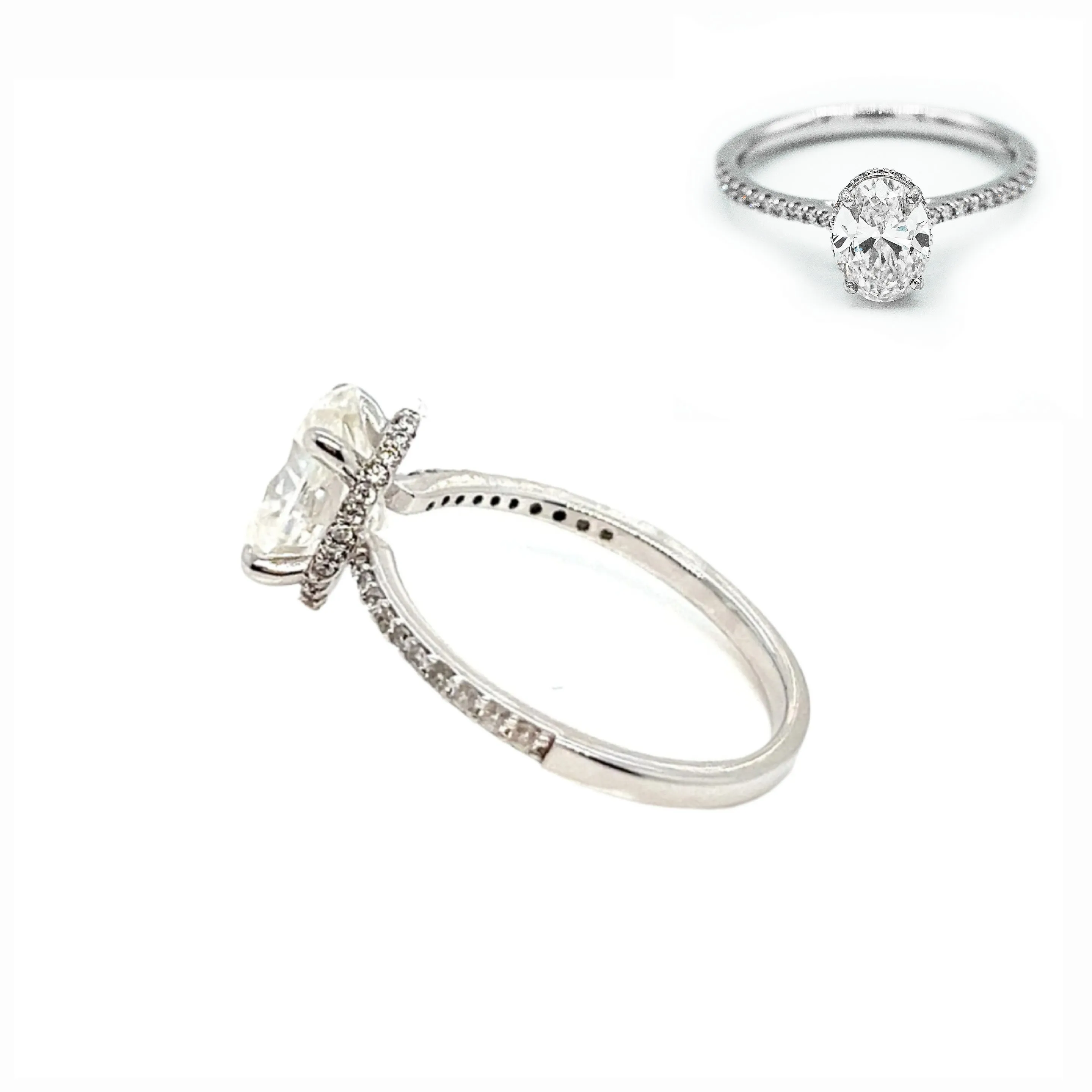 Oval Main 1.23 Cubic Zirconia Engagement 925 Sterling Silver Ring - C100209