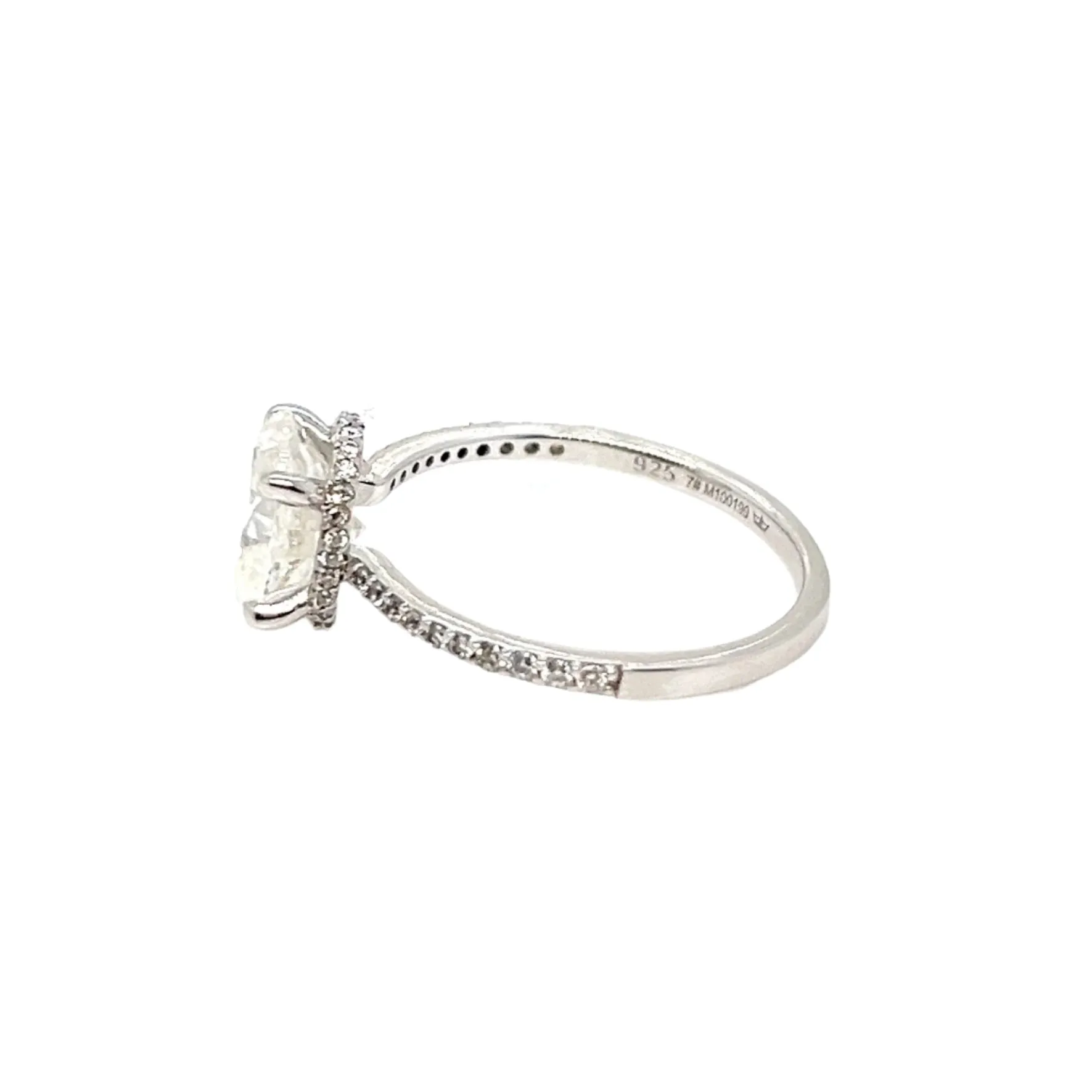 Oval Main 1.23 Cubic Zirconia Engagement 925 Sterling Silver Ring - C100209