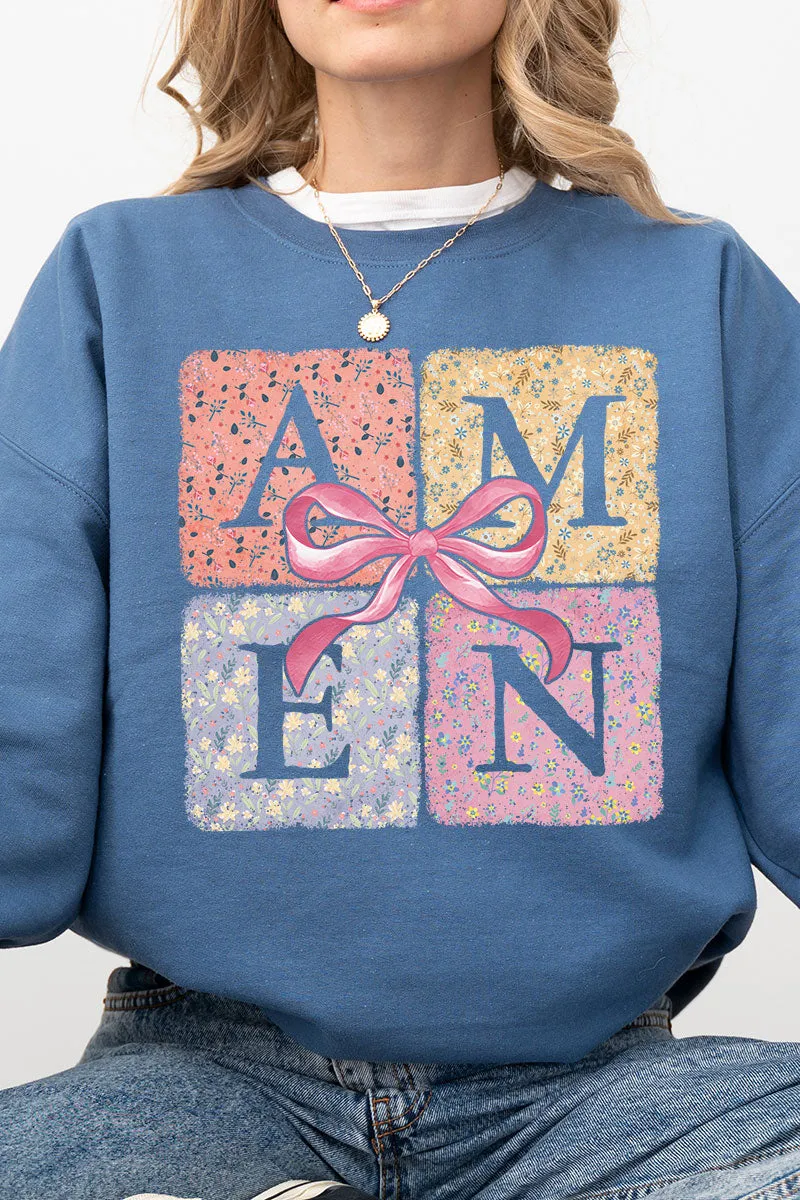 Patchwork Floral Amen Heavy-weight Crew Sweatshirt