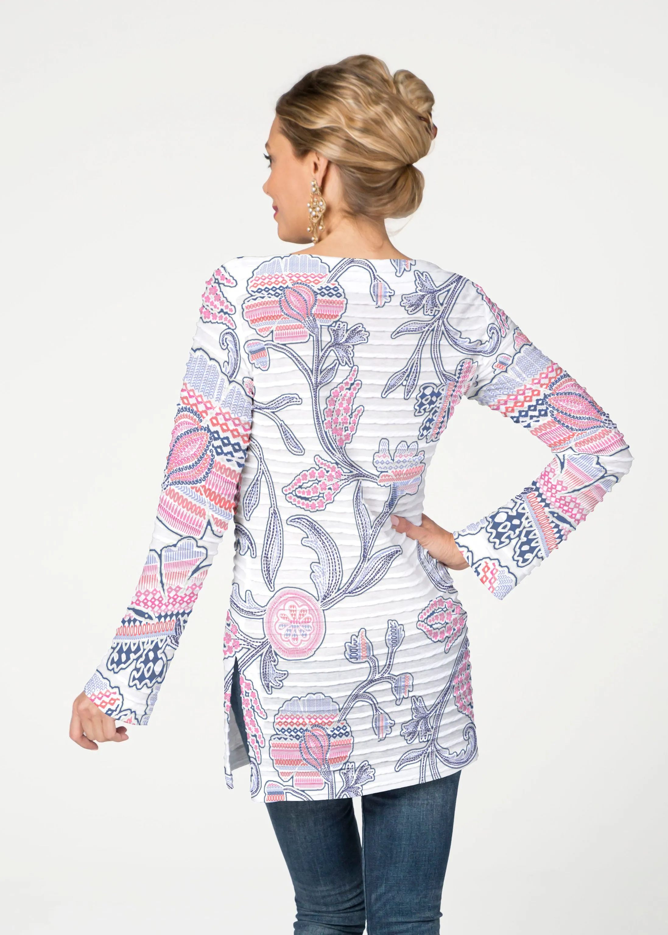 Patterns at Play Pink (7839) ~ Banded Boatneck Tunic