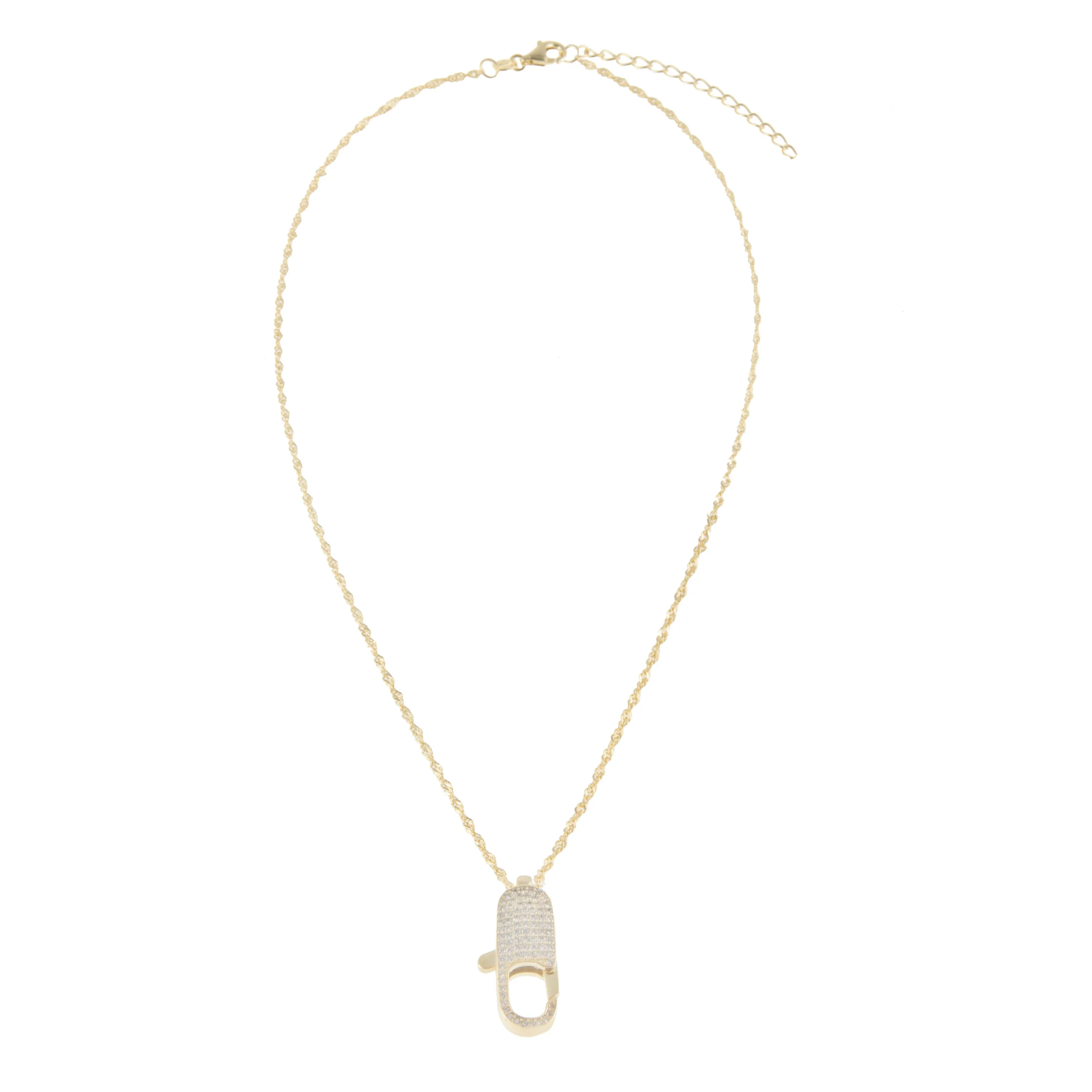 Pavé Clasp Singapore Chain Necklace