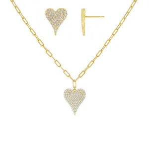 Pavé Heart Link Combo Set