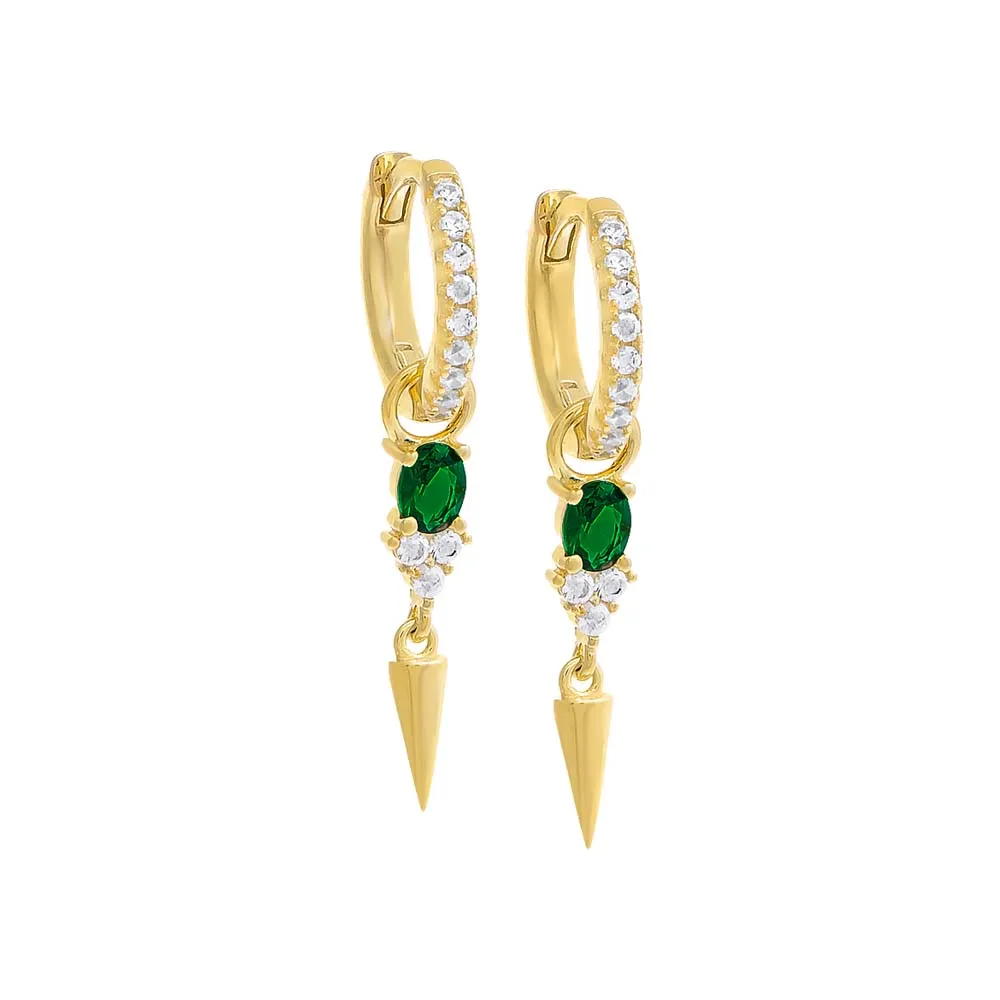 Pavé Mini Spike Drop Huggie Earring