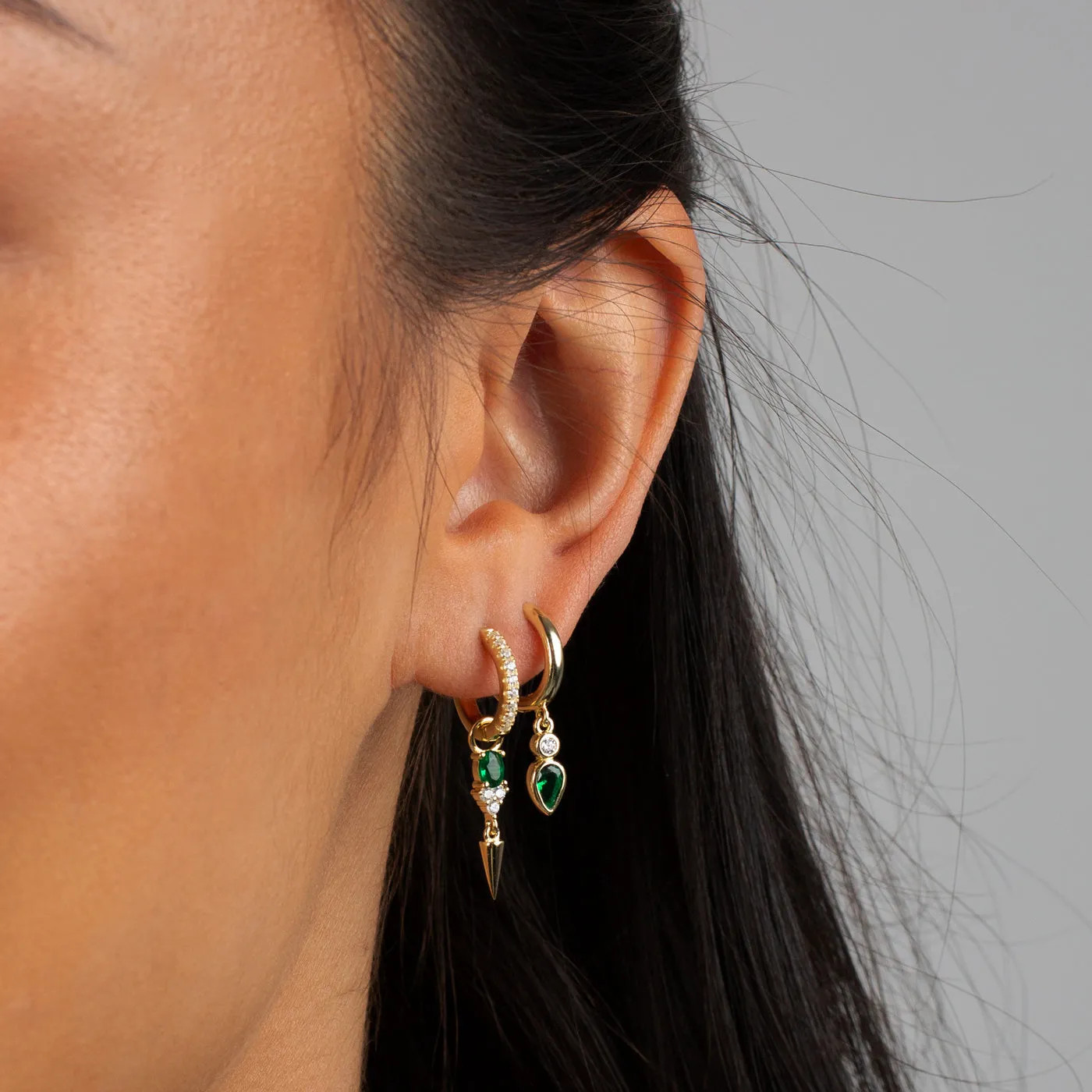 Pavé Mini Spike Drop Huggie Earring