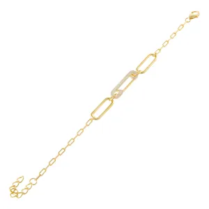 Pavé Safety Pin Oval Link Bracelet