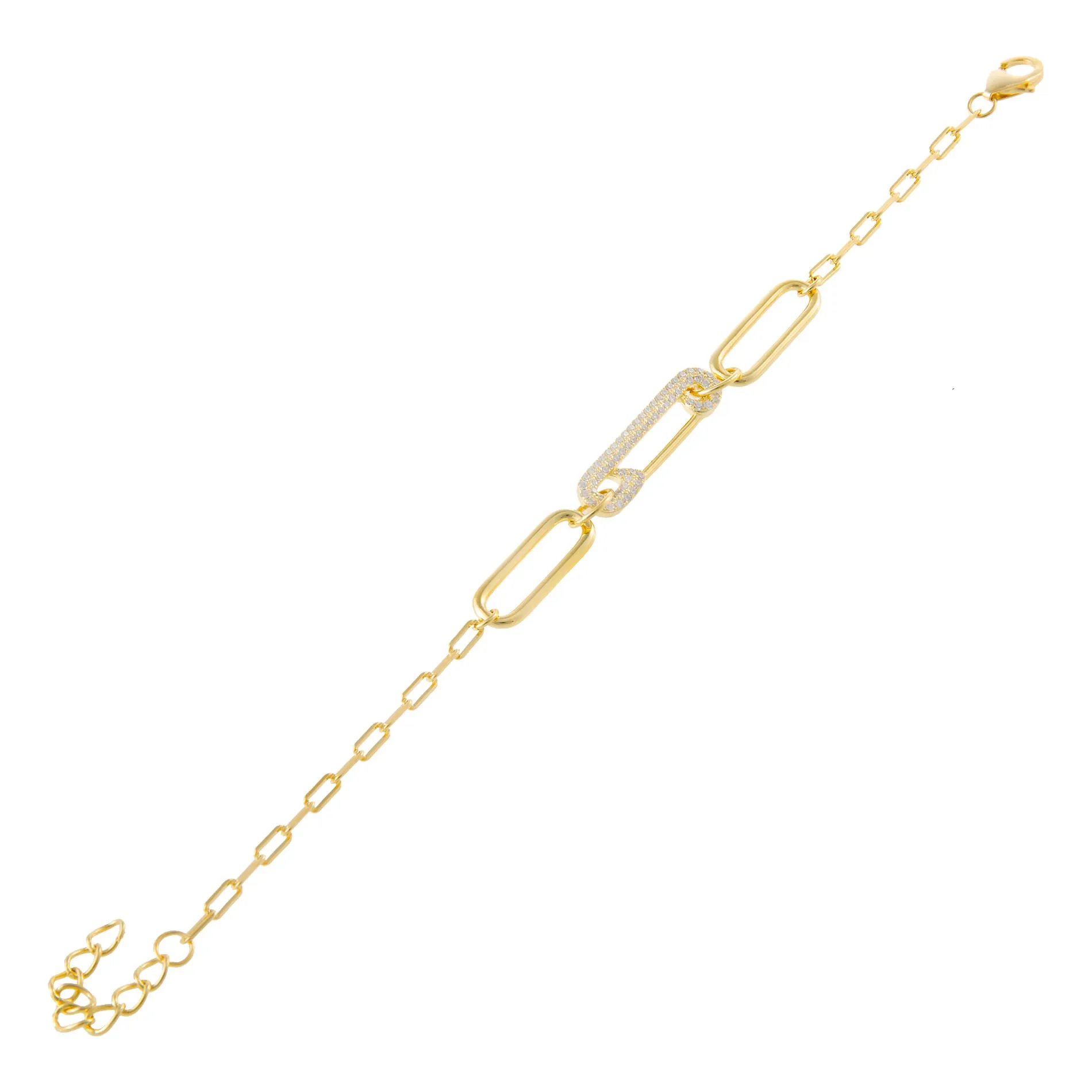 Pavé Safety Pin Oval Link Bracelet