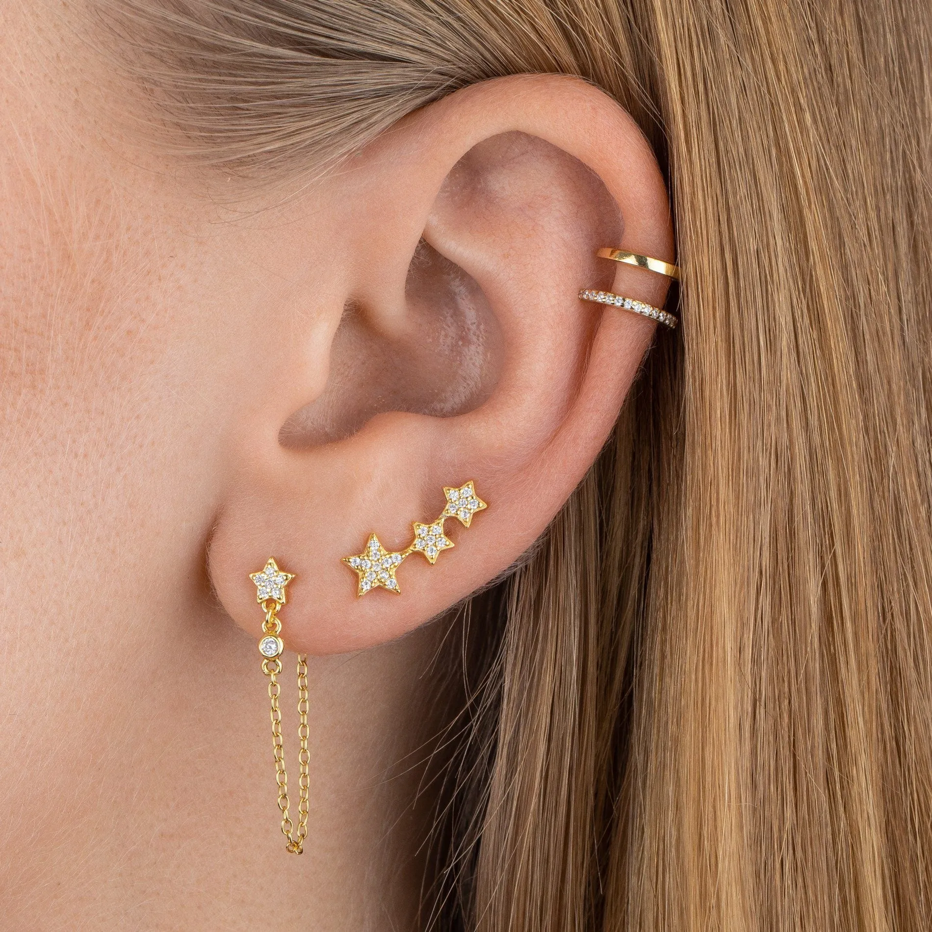 Pavé X Solid Ear Cuff