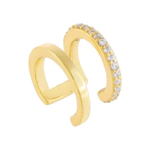 Pavé X Solid Ear Cuff