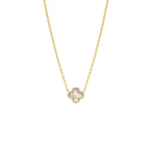 Pave Outlined Four Leaf Clover Necklace