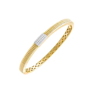 Pave Square Ridged Bangle Bracelet