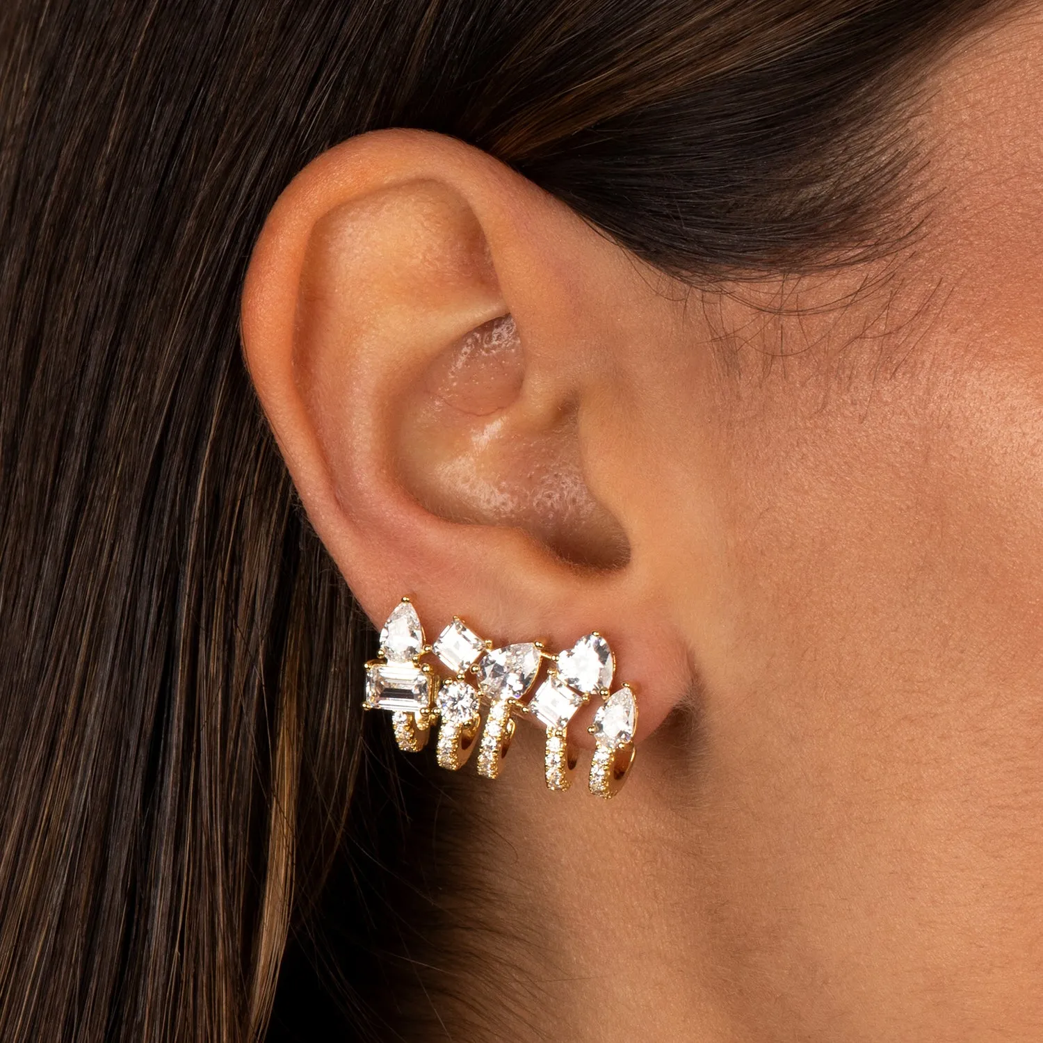 Pave X Multi Fancy Cage Stud Earring