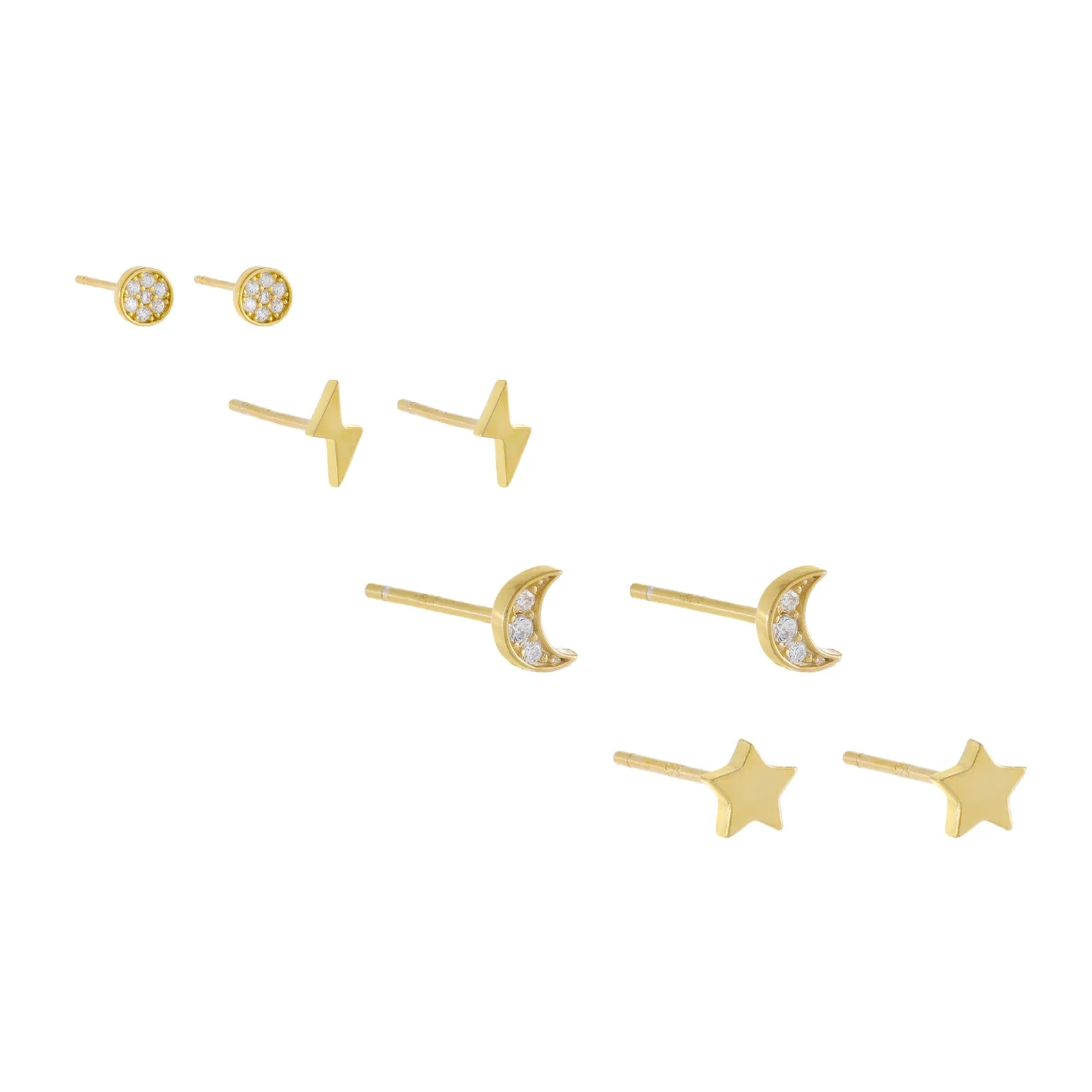Pavé/Solid Celestial Stud Earring Combo Set