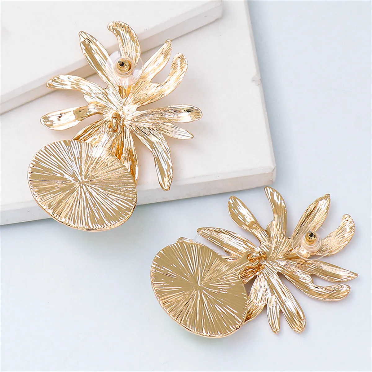 Peach Crystal & 18K Gold-Plated Flower Drop Earrings
