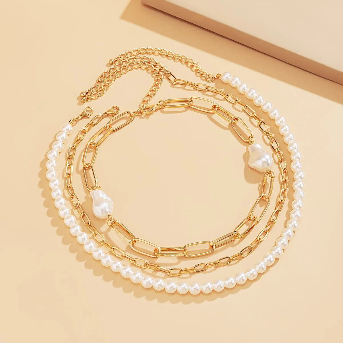 Pearl & 18K Gold-Plated Beaded Necklace Set