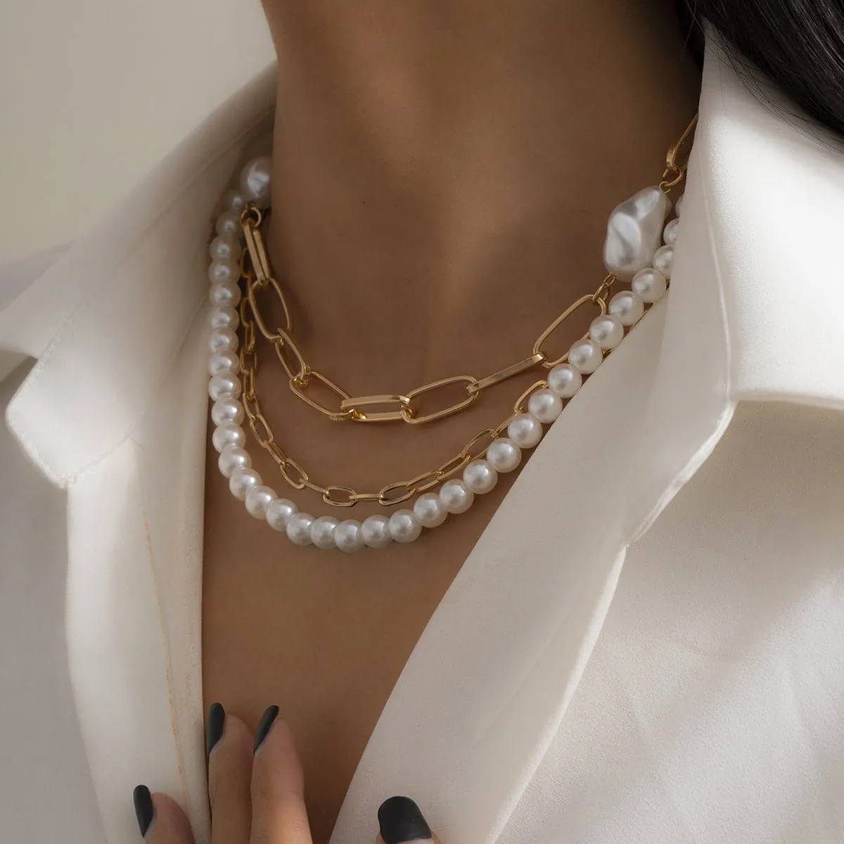 Pearl & 18K Gold-Plated Beaded Necklace Set
