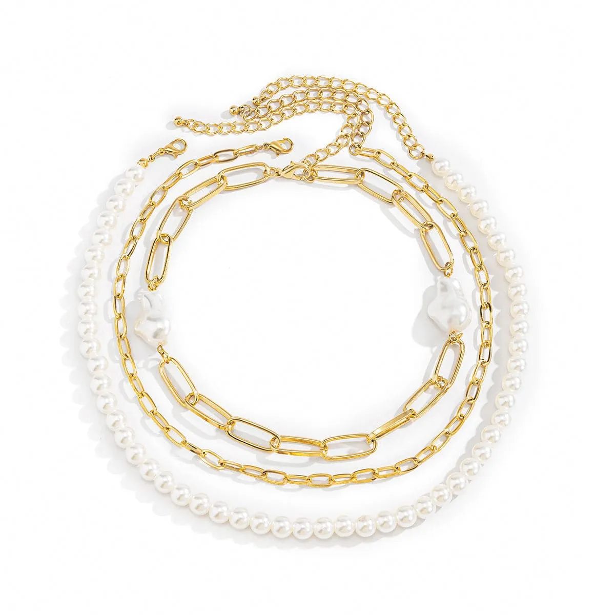 Pearl & 18K Gold-Plated Beaded Necklace Set