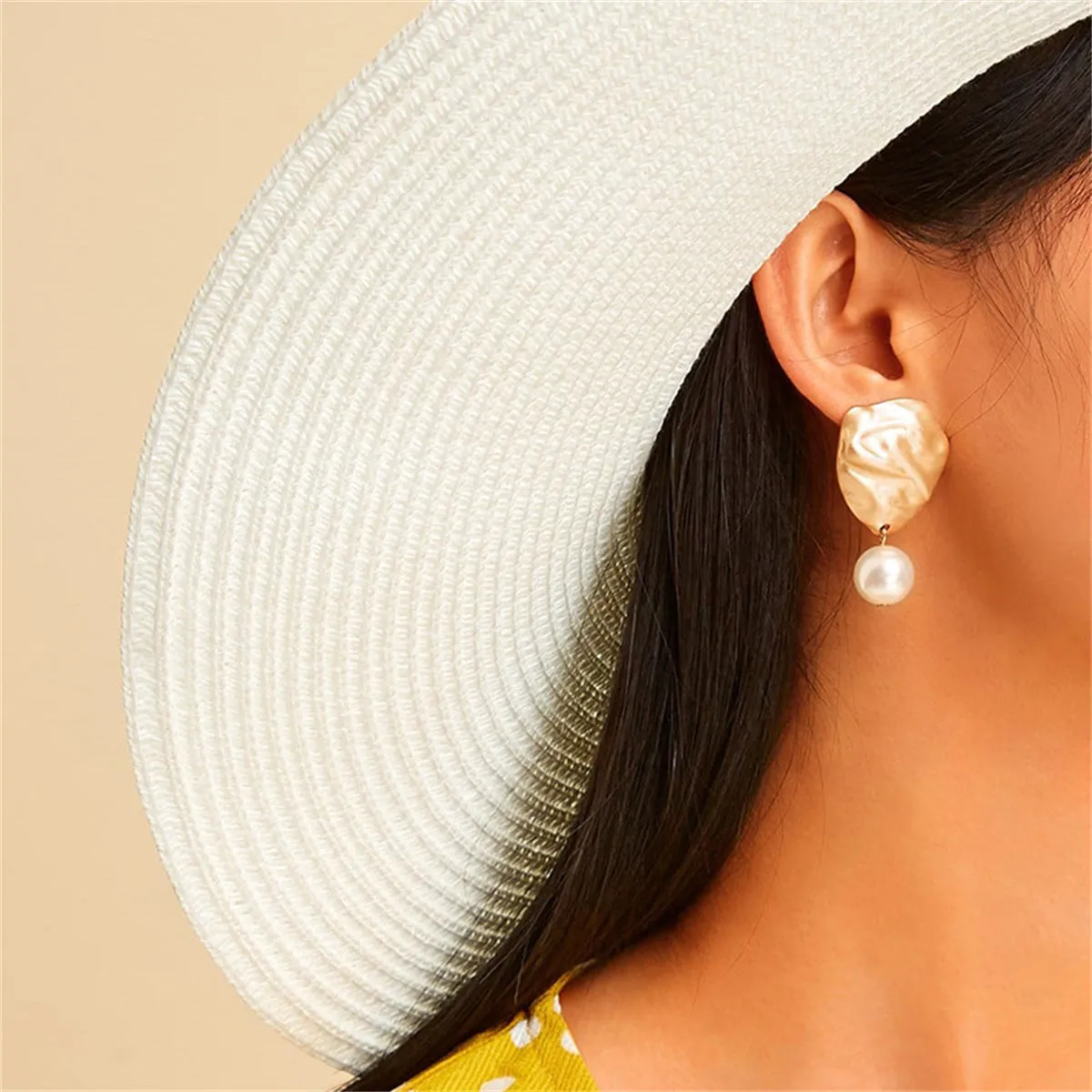 Pearl & 18K Gold-Plated Wrinkle Drop Earrings