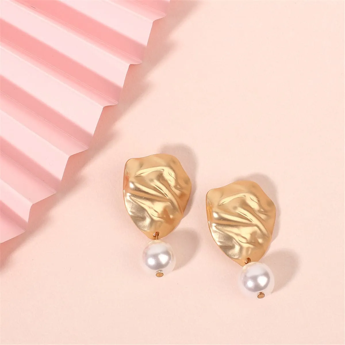 Pearl & 18K Gold-Plated Wrinkle Drop Earrings