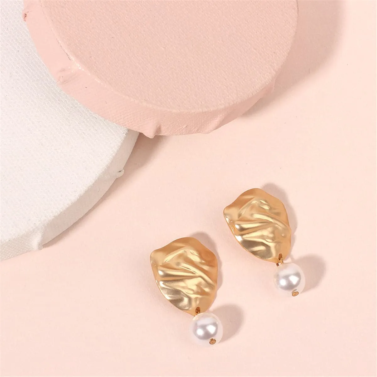 Pearl & 18K Gold-Plated Wrinkle Drop Earrings